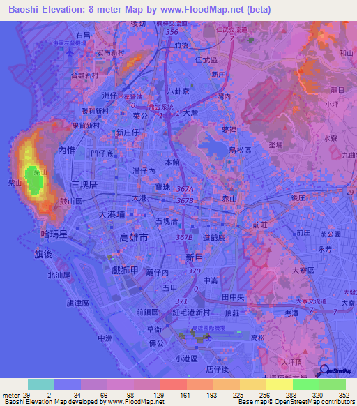 Baoshi,Taiwan Elevation Map