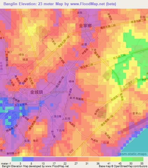 Banglin,Taiwan Elevation Map