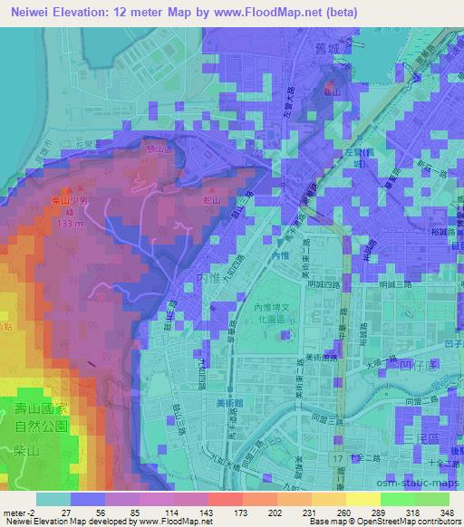 Neiwei,Taiwan Elevation Map