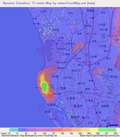 Nanmen,Taiwan Elevation Map