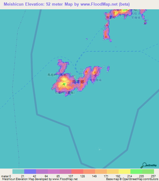 Meishicun,Taiwan Elevation Map