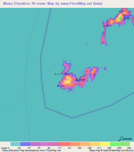 Matsu,Taiwan Elevation Map