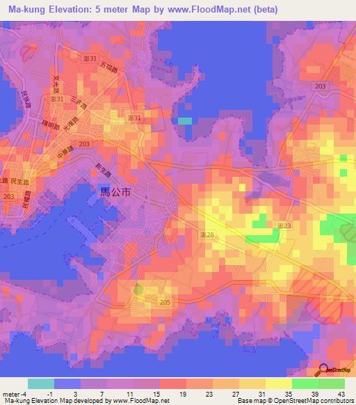 Ma-kung,Taiwan Elevation Map