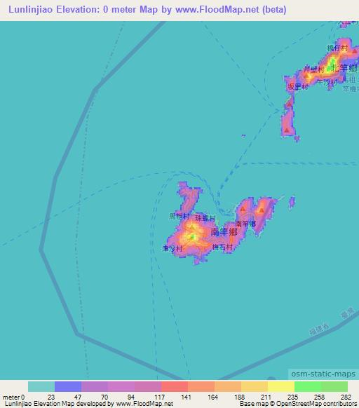 Lunlinjiao,Taiwan Elevation Map