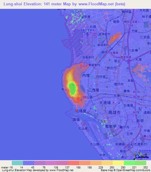 Lung-shui,Taiwan Elevation Map