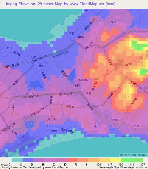 Liuying,Taiwan Elevation Map