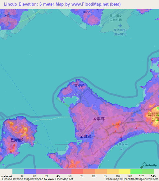 Lincuo,Taiwan Elevation Map