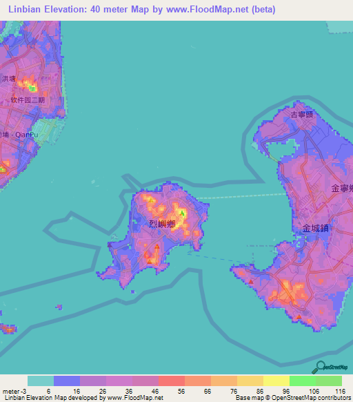 Linbian,Taiwan Elevation Map