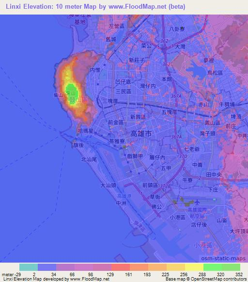 Linxi,Taiwan Elevation Map