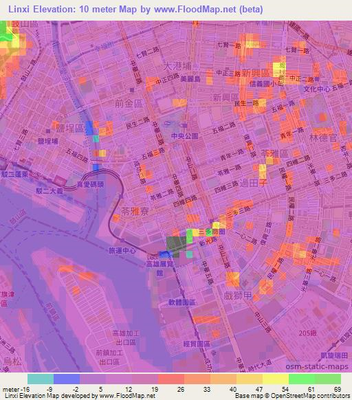 Linxi,Taiwan Elevation Map
