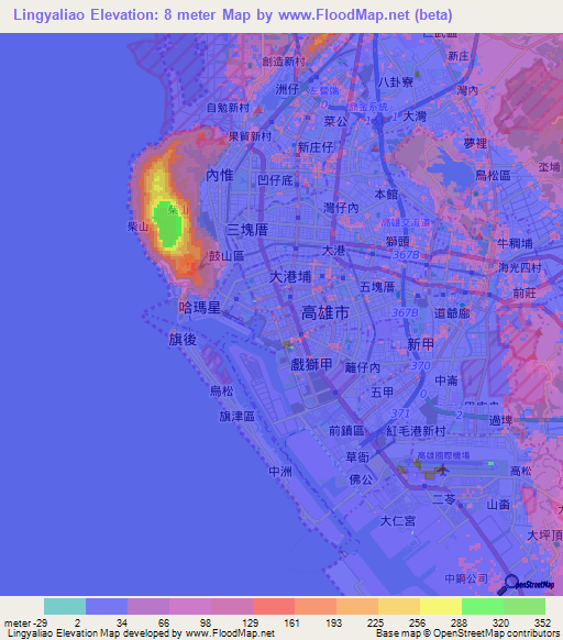 Lingyaliao,Taiwan Elevation Map