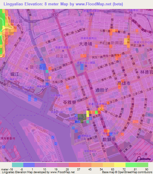 Lingyaliao,Taiwan Elevation Map