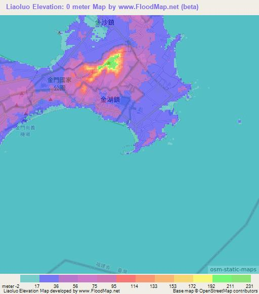 Liaoluo,Taiwan Elevation Map