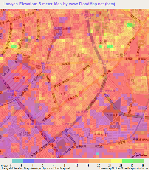 Lao-yeh,Taiwan Elevation Map
