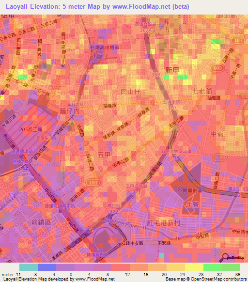 Laoyali,Taiwan Elevation Map