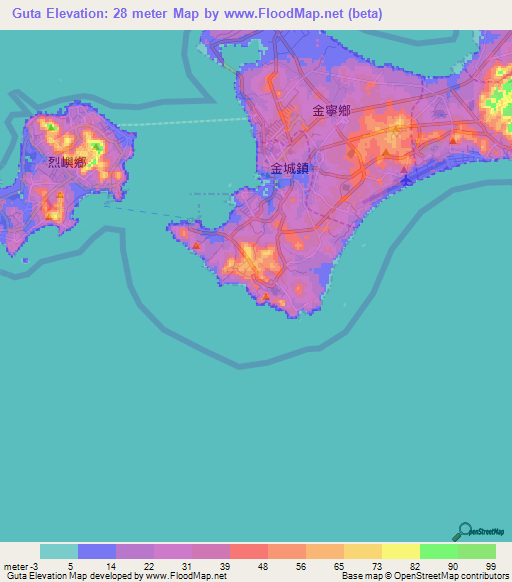 Guta,Taiwan Elevation Map