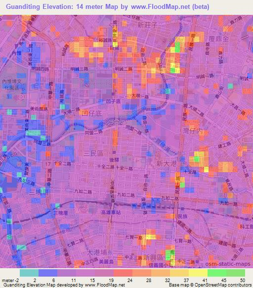 Guanditing,Taiwan Elevation Map