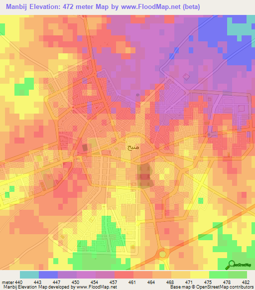 Manbij,Syria Elevation Map