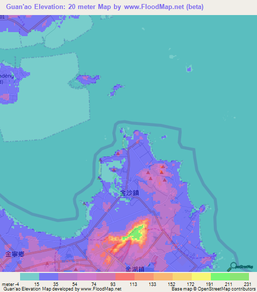 Guan'ao,Taiwan Elevation Map