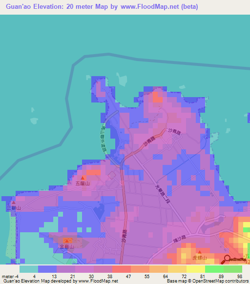 Guan'ao,Taiwan Elevation Map