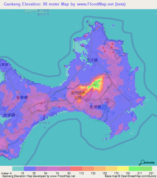 Gaokeng,Taiwan Elevation Map