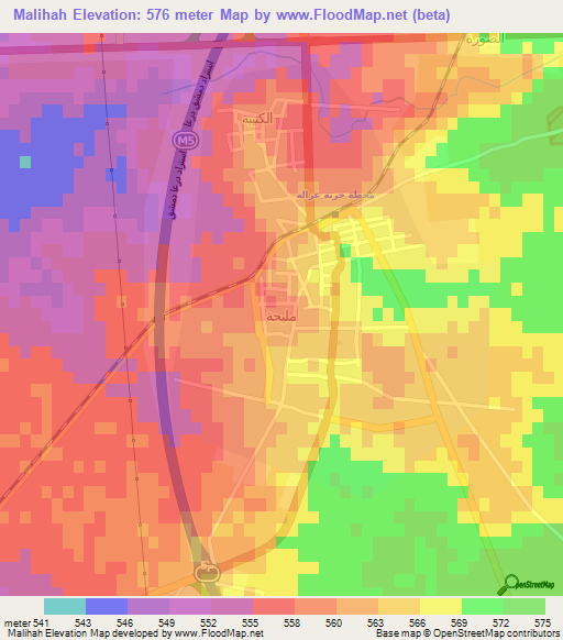 Malihah,Syria Elevation Map