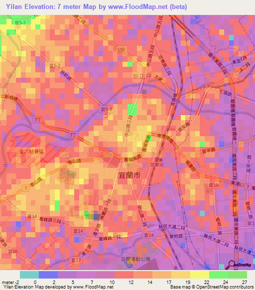 Yilan,Taiwan Elevation Map