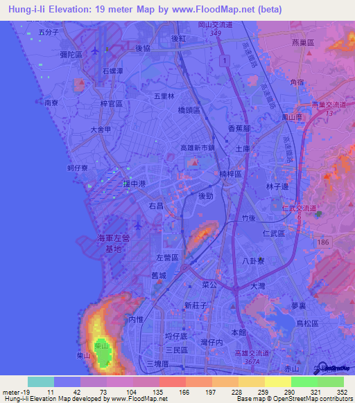 Hung-i-li,Taiwan Elevation Map