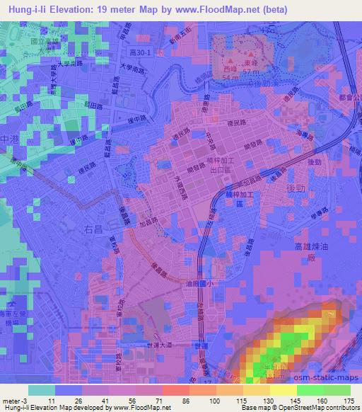 Hung-i-li,Taiwan Elevation Map
