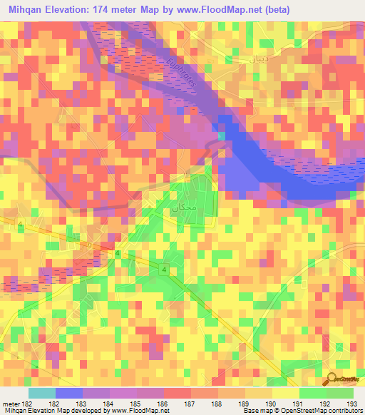 Mihqan,Syria Elevation Map