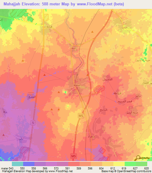 Mahajjah,Syria Elevation Map