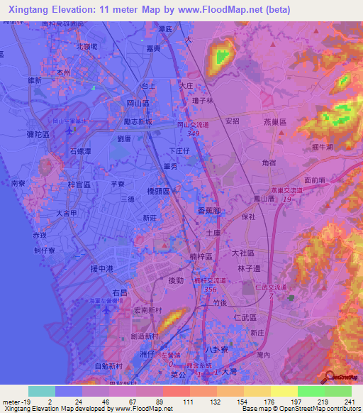 Xingtang,Taiwan Elevation Map