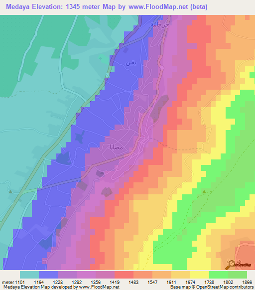 Medaya,Syria Elevation Map