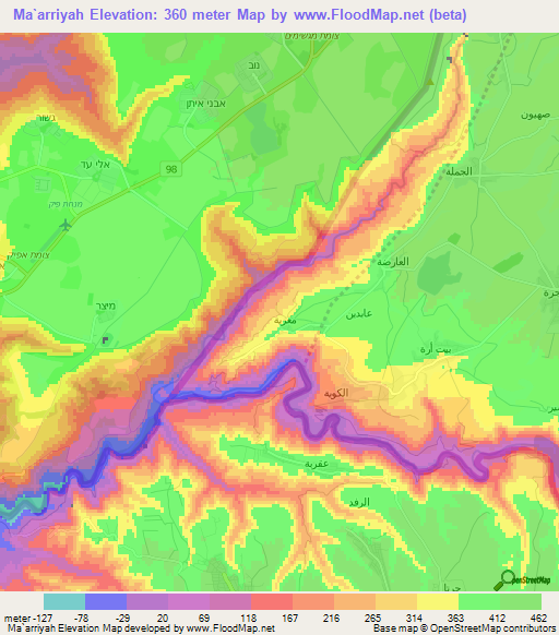 Ma`arriyah,Syria Elevation Map