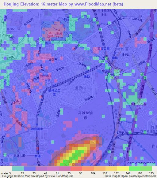 Houjing,Taiwan Elevation Map