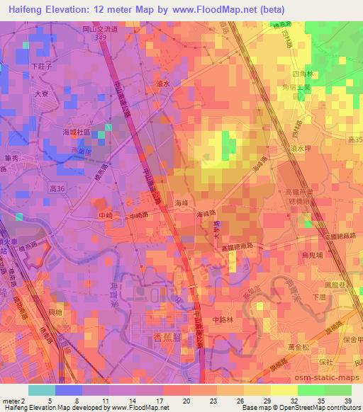 Haifeng,Taiwan Elevation Map
