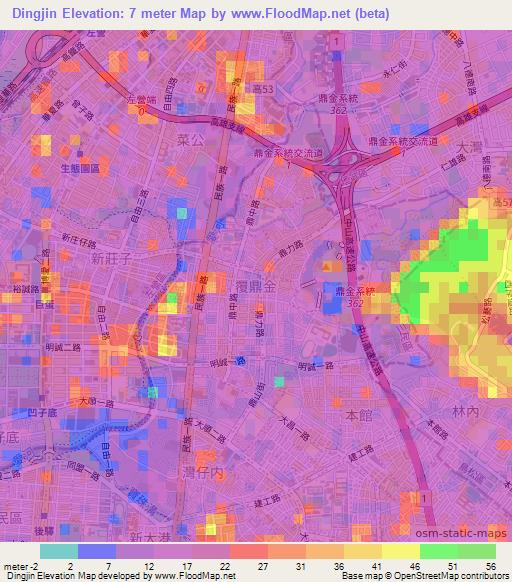 Dingjin,Taiwan Elevation Map
