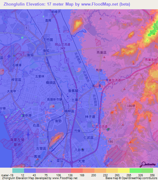 Zhonglulin,Taiwan Elevation Map
