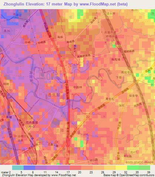 Zhonglulin,Taiwan Elevation Map
