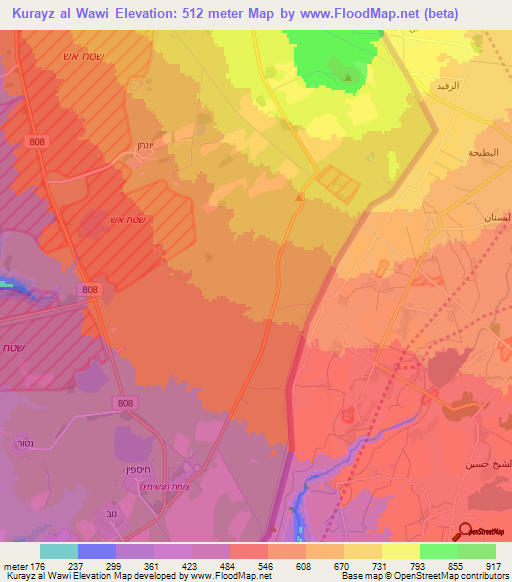 Kurayz al Wawi,Syria Elevation Map