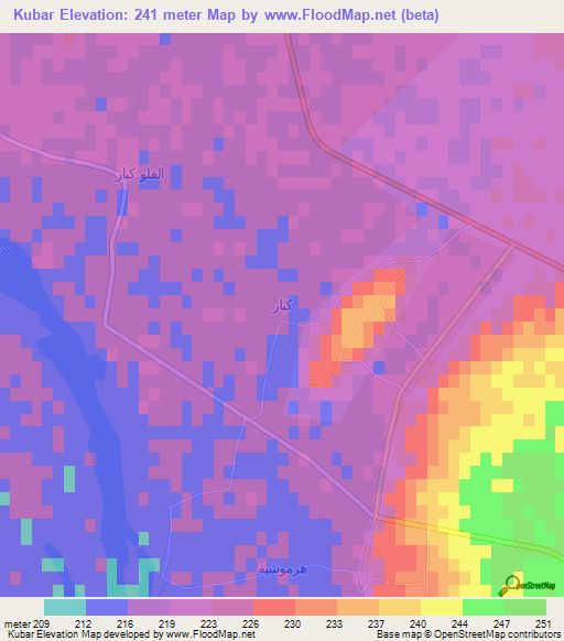 Kubar,Syria Elevation Map