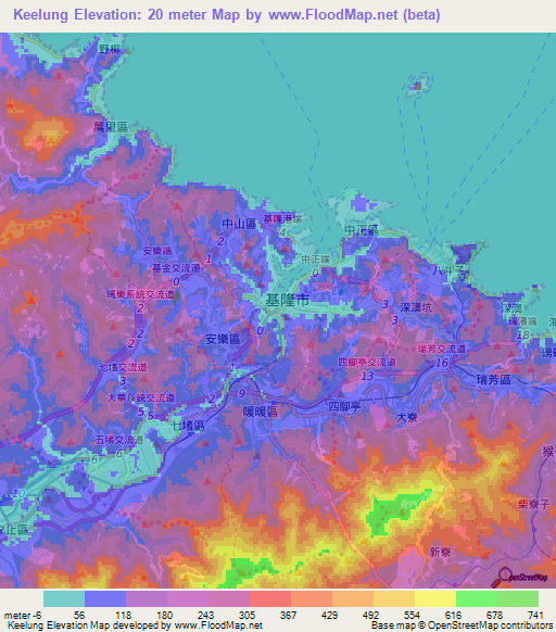 Keelung,Taiwan Elevation Map