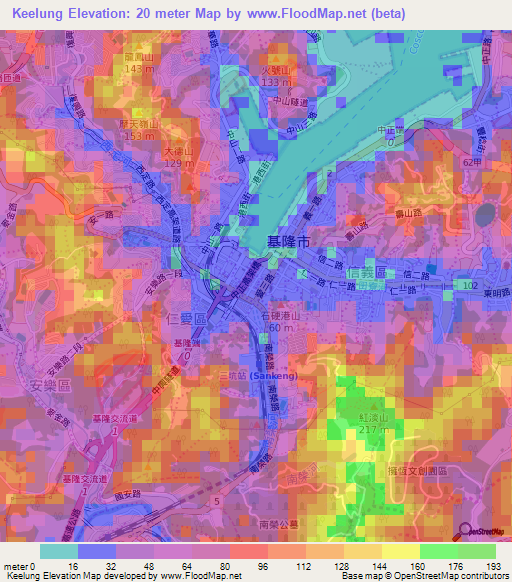 Keelung,Taiwan Elevation Map