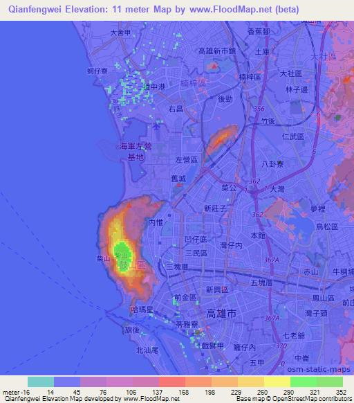 Qianfengwei,Taiwan Elevation Map
