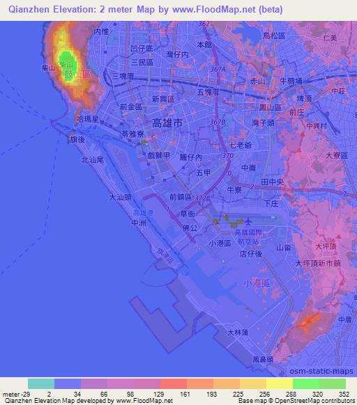 Qianzhen,Taiwan Elevation Map