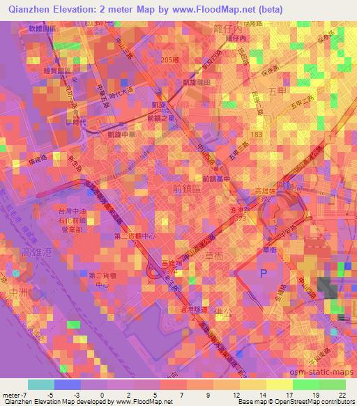 Qianzhen,Taiwan Elevation Map