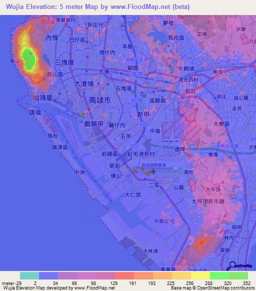 Wujia,Taiwan Elevation Map