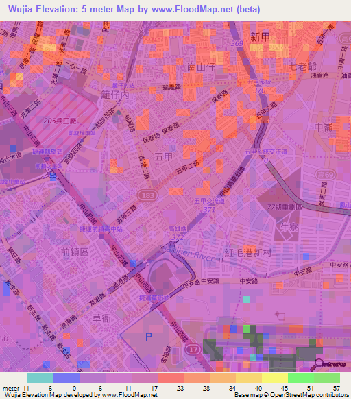 Wujia,Taiwan Elevation Map