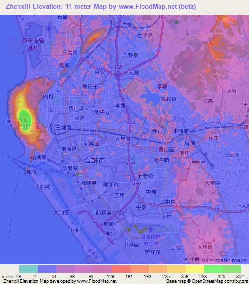 Zhenxili,Taiwan Elevation Map