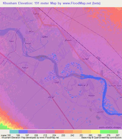 Khusham,Syria Elevation Map